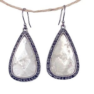 Iridescent Crystal Teardrop Earrings Silver & CZ